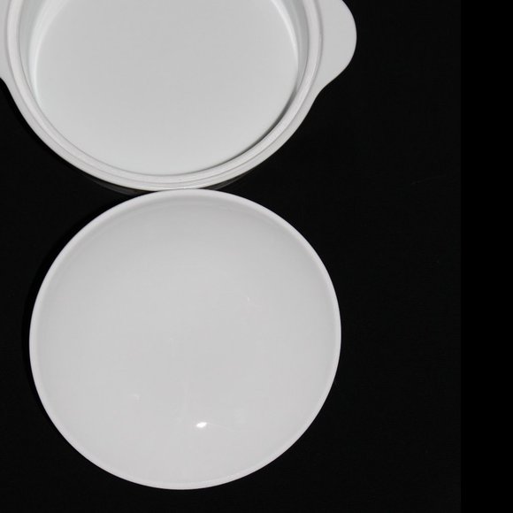 Vintage Orange Crate Vegetable Bowl | White Lidded Bowl With Gold Scrollwork - Picture 4 of 6